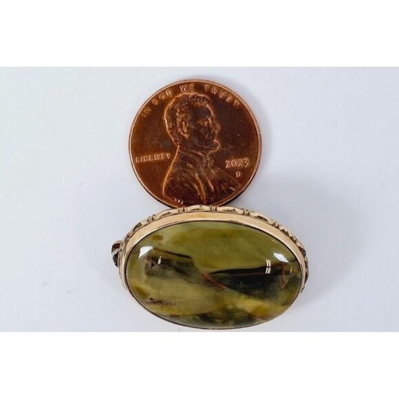 Vintage Van Dell 1/20 12K GF Serpentine Cabochon Brooch / Pin Mid-Century Signed - Picture 9 of 9